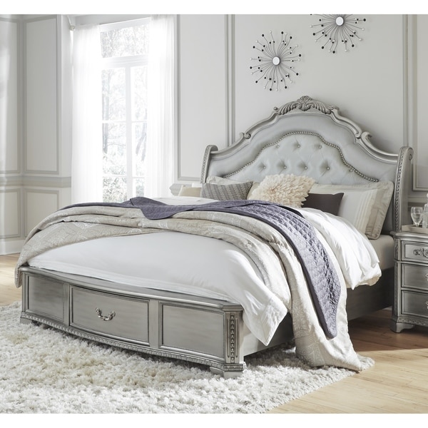 Global Furniture Juliet Antique Antique Silver King Bed