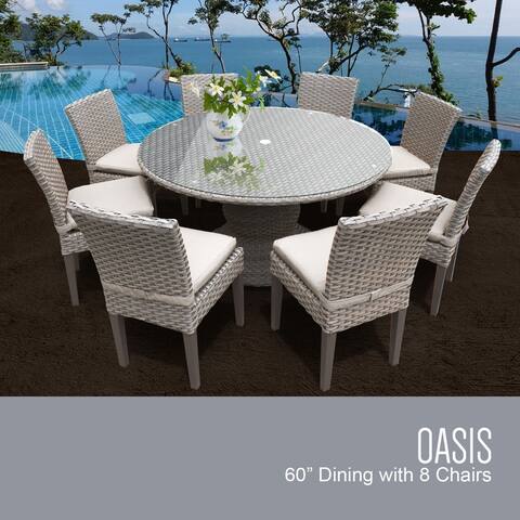 Florence 60 Inch Outdoor Patio Dining Table with 8 Armless Chairs