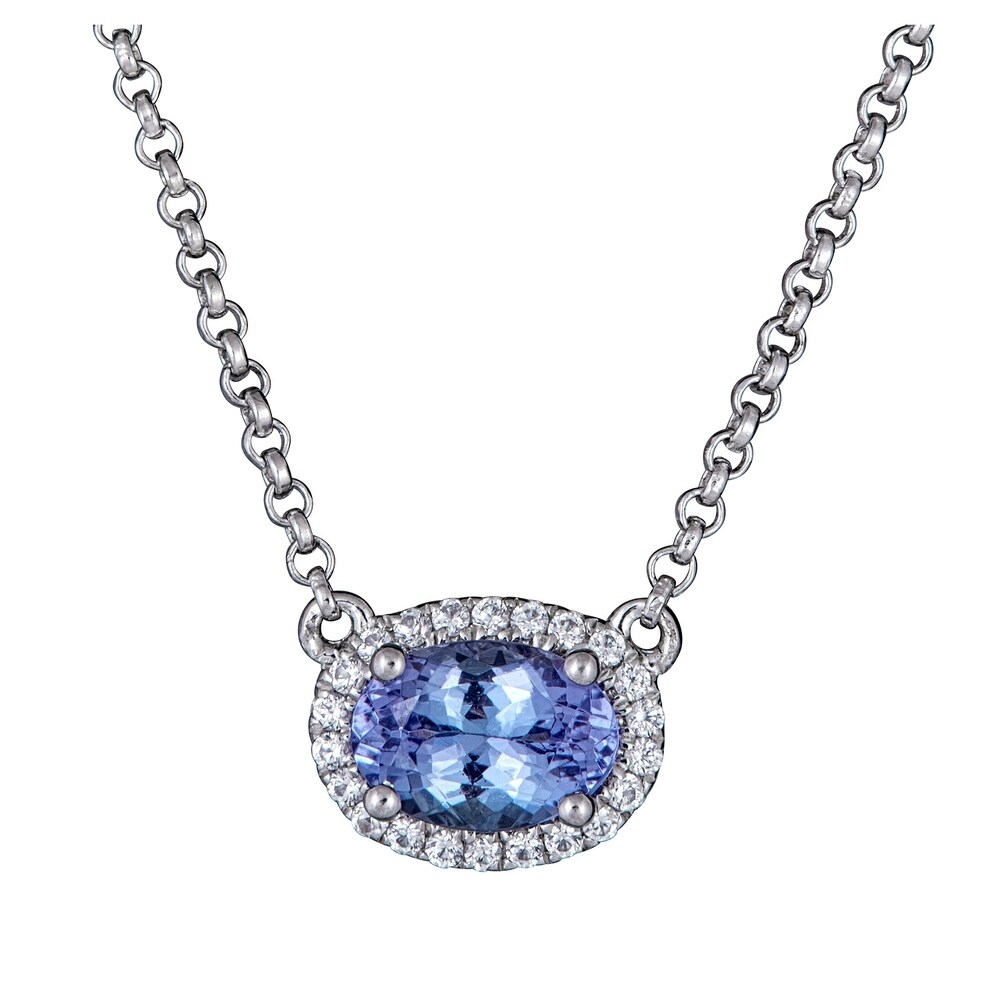 Sterling SIlver Tanazanite Oval Pendant Necklace 18