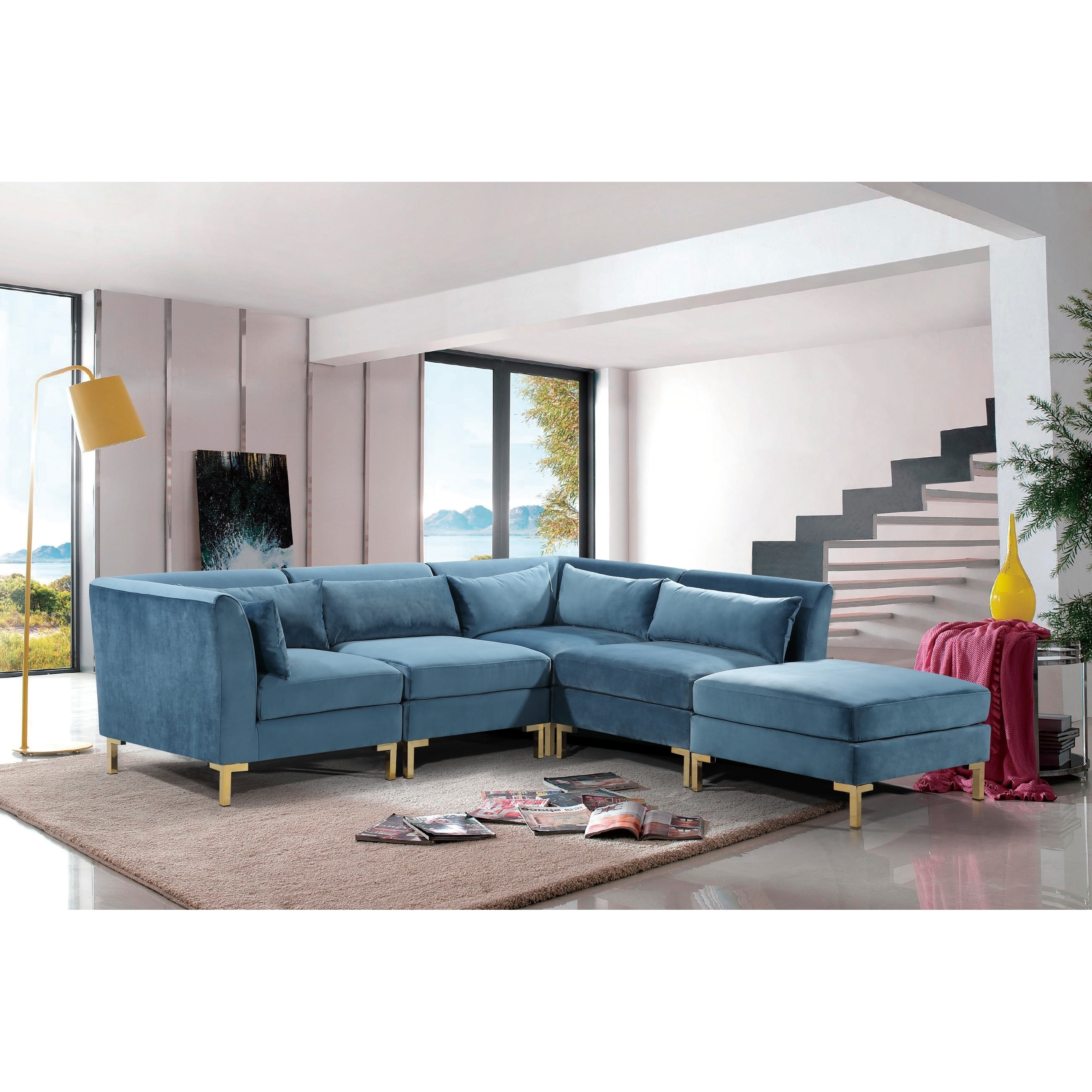 Chic Home Guison Modular Chaise Sectional Sofa With 6 Throw Pillows