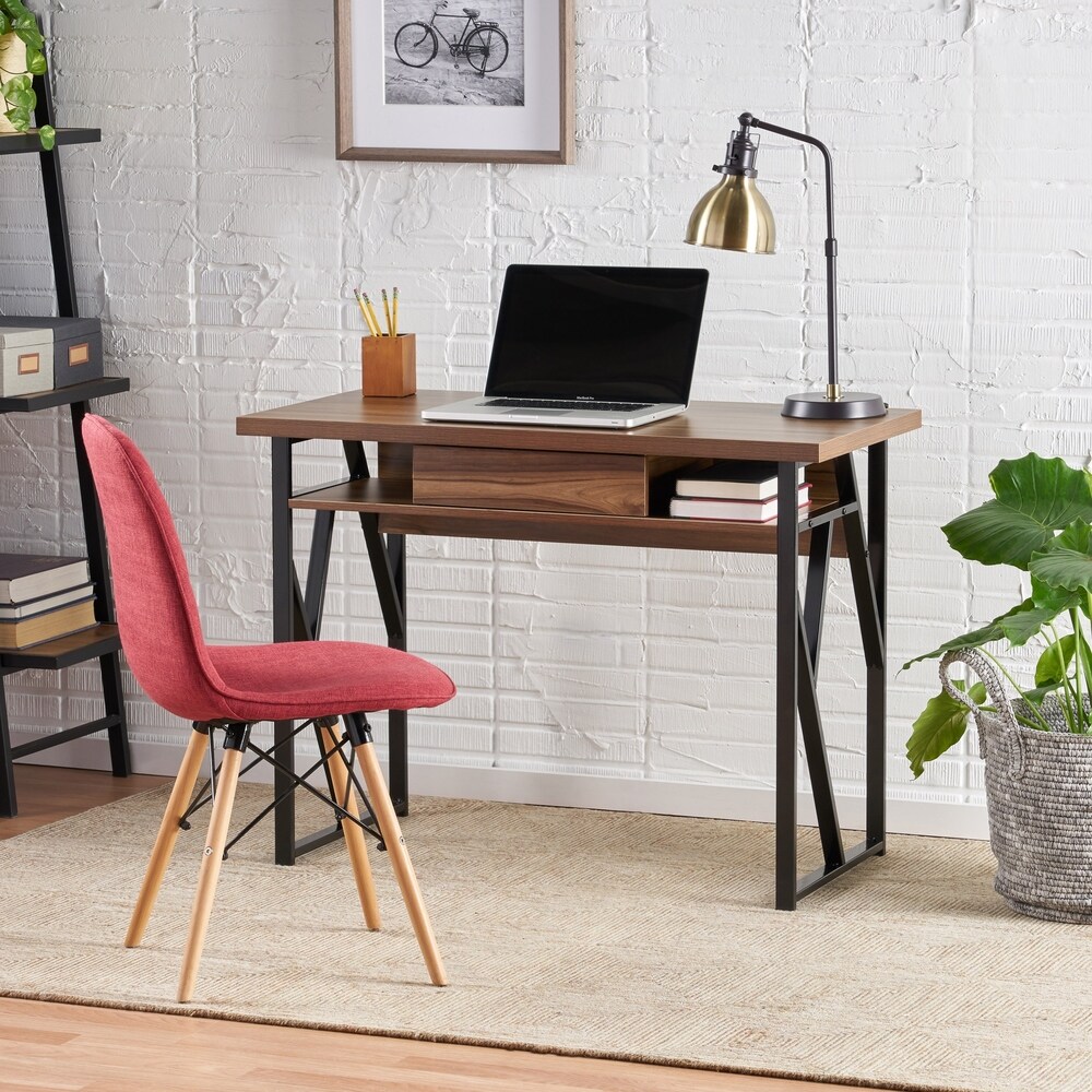 Vintage Industrial Desk Rustic Writing Furniture Office Computer Table Large Metal Leg Retro Style Cabinet Compact Workstation 2 Wooden Small Shelves Laptop Stand Study Pc Storage Unit Urban Design Computer Workstations