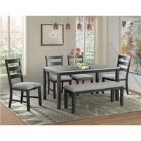 Picket House Furnishings Kona Gray 6PC Dining Set-Table, Four Chairs & Bench