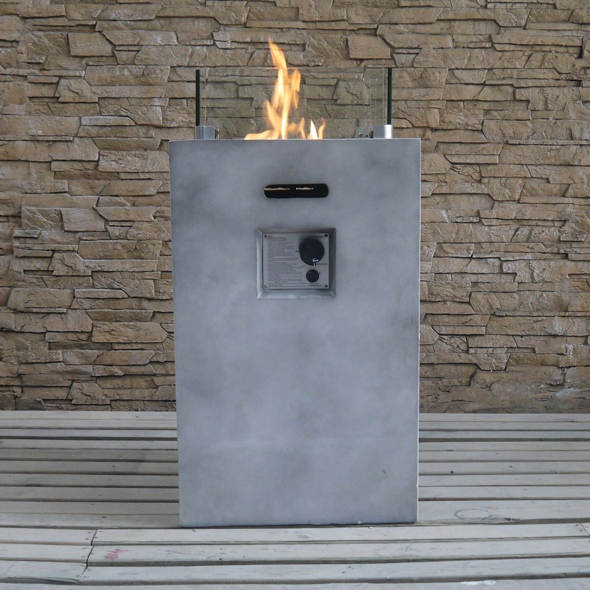 Shop Fire Tables 16 3 Square Outdoor Propane Fire Pit With Glass