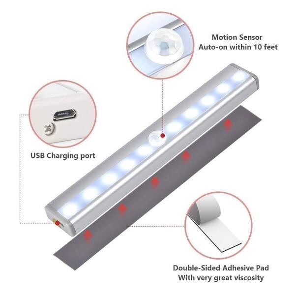 Shop Motion Sensor Light 10 Led Usb Rechargeable Portable Cabinet