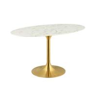 Lippa 54" Oval Dining Table - Gold White