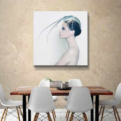 ArtWall 'The lady & the hummer' Gallery Wrapped Canvas