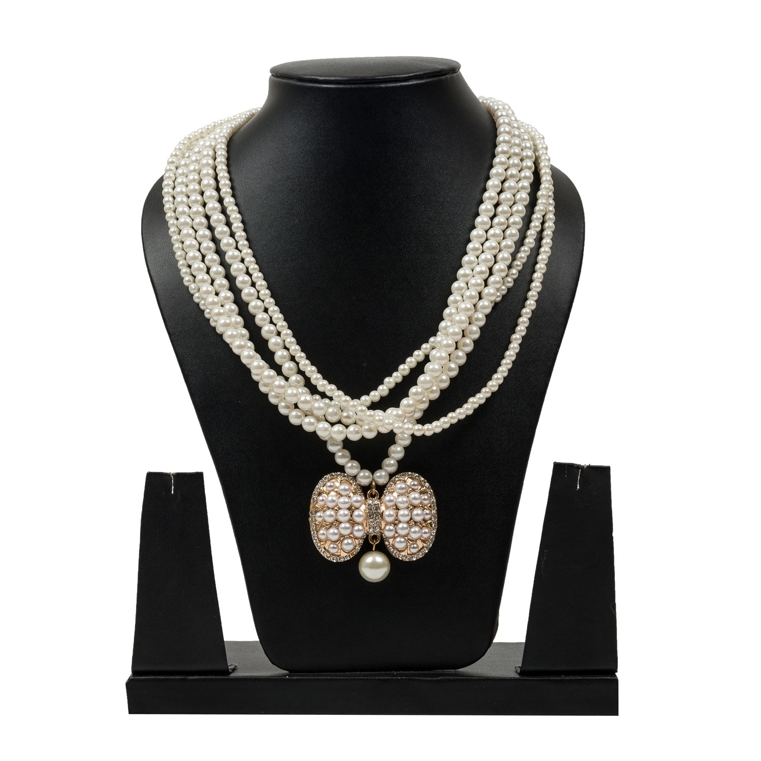 Pretty Multilayer Pearl Necklace By Gempro White Drop Pretty Multilayer Pearl Necklace