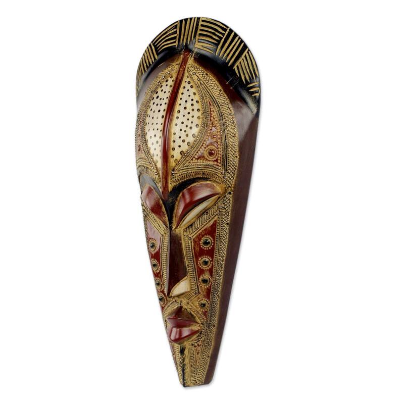 Handmade Silence Is Golden African Mask (Ghana)