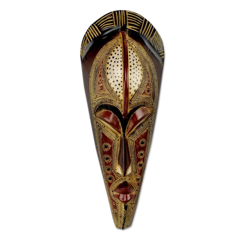 Handmade Silence Is Golden African Mask (Ghana)