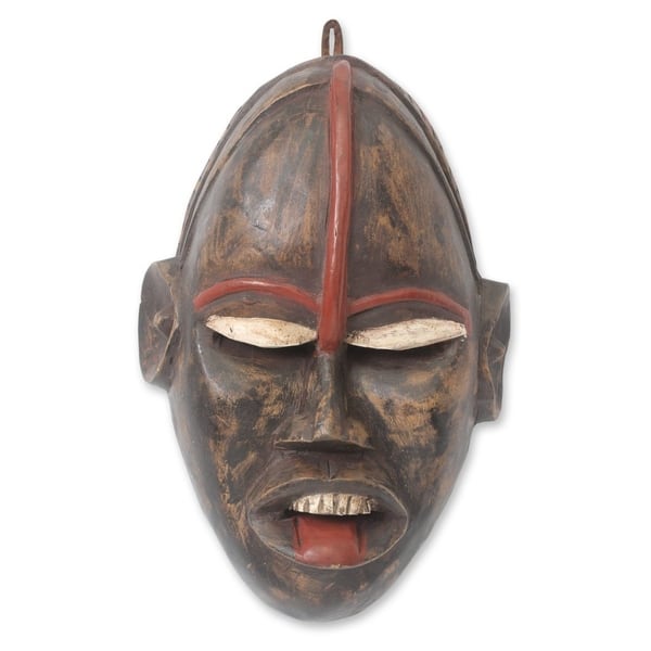 Handmade African Ghost Ghanaian Wood Mask (Ghana) - 11.75