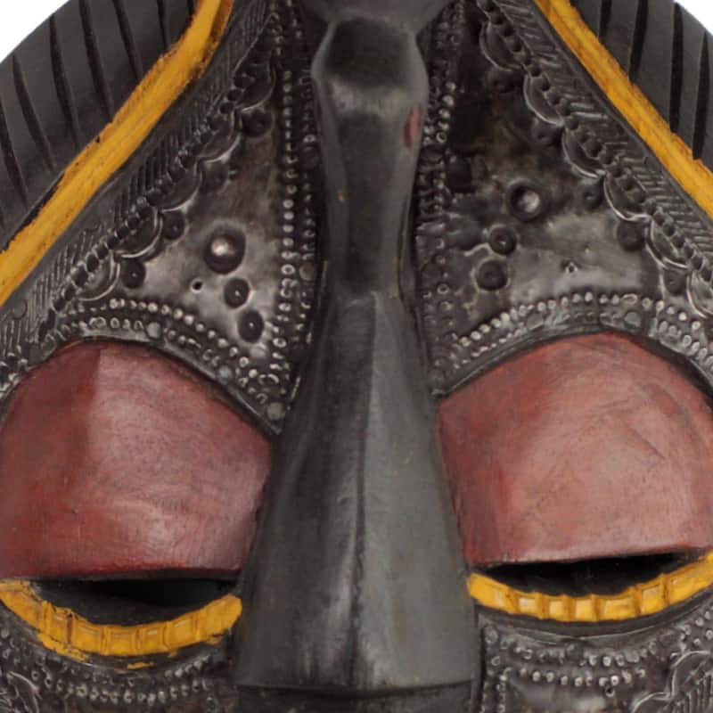 Handmade Patience Africa Wood Mask (Ghana) - 11.75" H x 8.25" W x 3.1" D