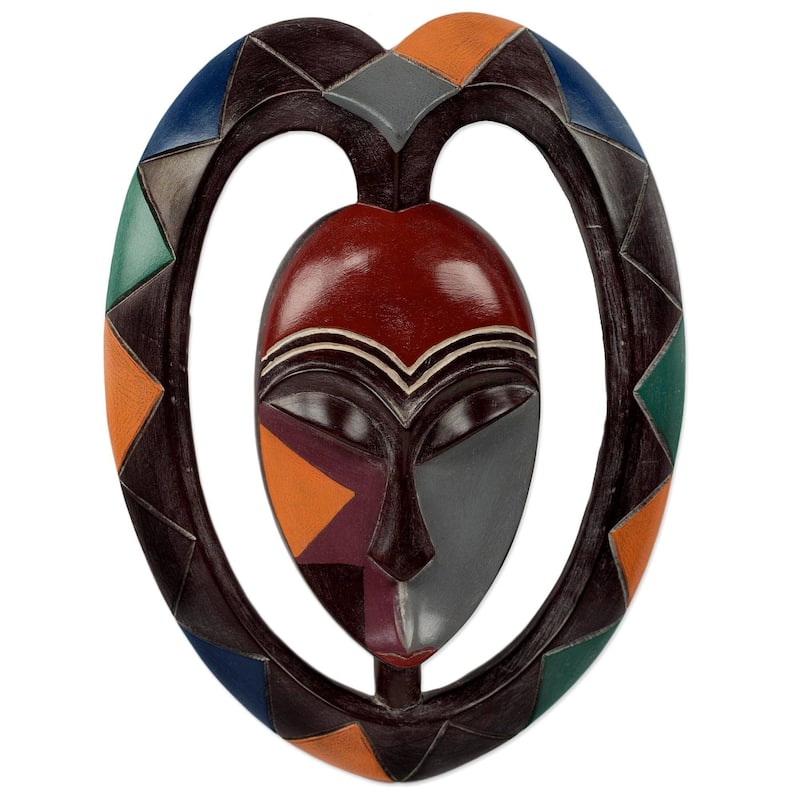 Handmade Kwele Mask Iii African Wood Mask (Ghana)