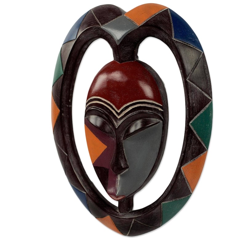 Handmade Kwele Mask Iii African Wood Mask (Ghana)