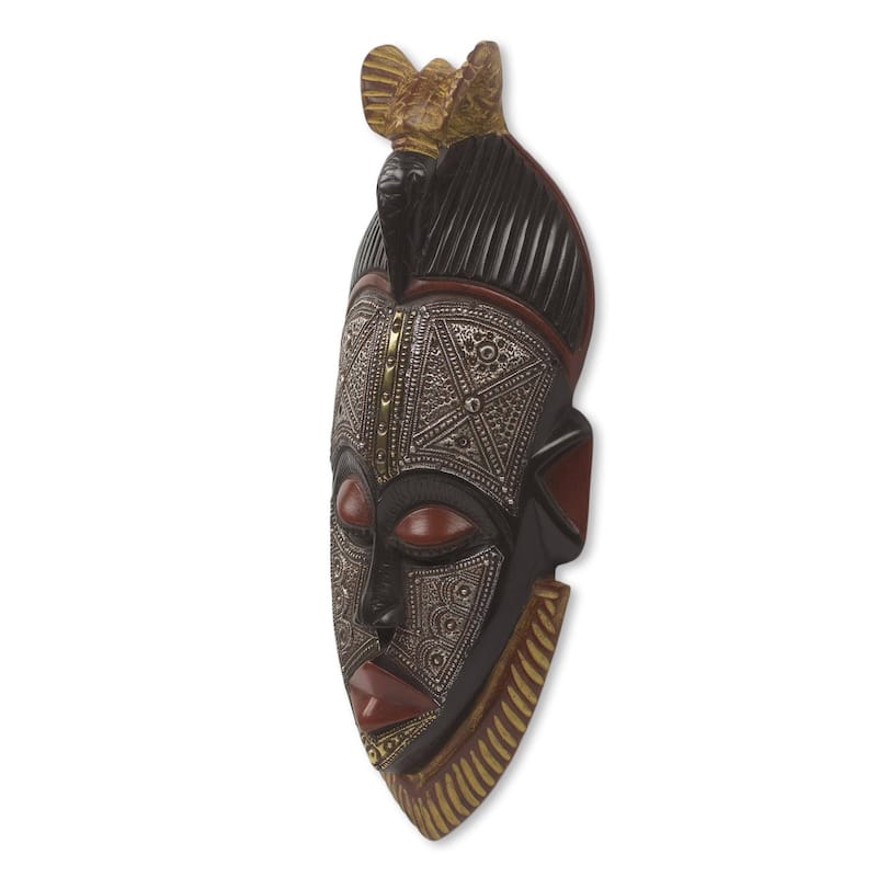 Handmade Abrante Pa African Wood Mask (Ghana) - 17.25" H x 6.25" W x 3" D