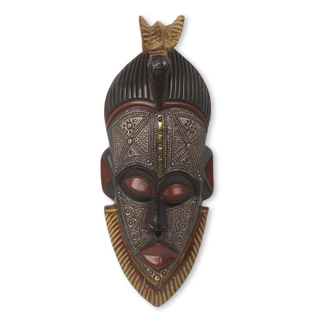 Handmade Abrante Pa African Wood Mask (Ghana) - 17.25" H x 6.25" W x 3" D
