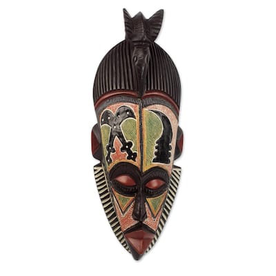 Handmade Akaoben And Akofen African Wood Mask (Ghana)