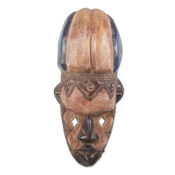 Handmade Mamprusi African Wood Mask (Ghana) - 6.25" x 13.75"
