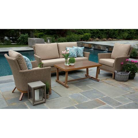 Cottonwood Tan Sunbrella/Aluminum/Resin Wicker 4-piece Deep-seating Set