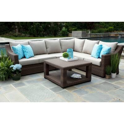 Alder Brown Sunbrella/Aluminum/Resin Wicker 5-piece Sectional