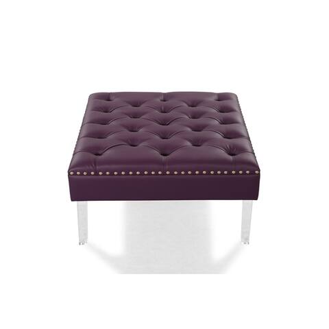 Chic Home Remi Square Tufted Faux Leather/Acrylic Ottoman