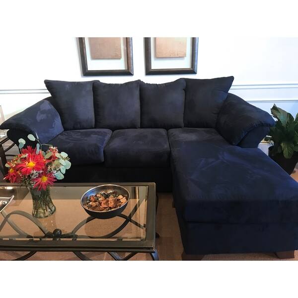 Shop Aruca Navy Blue Microfiber Pillow Back Sofa Free Shipping