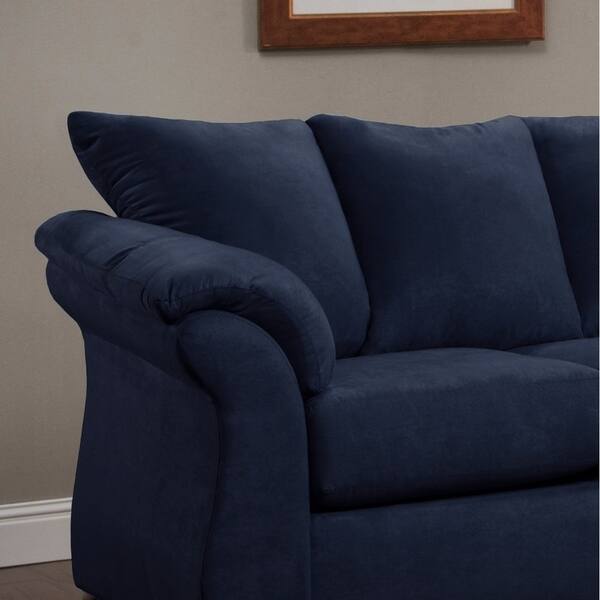 Aruca Navy Blue Microfiber Pillow Back Sofa And Loveseat Set Aruca Navy Blue Microfiber Pillow