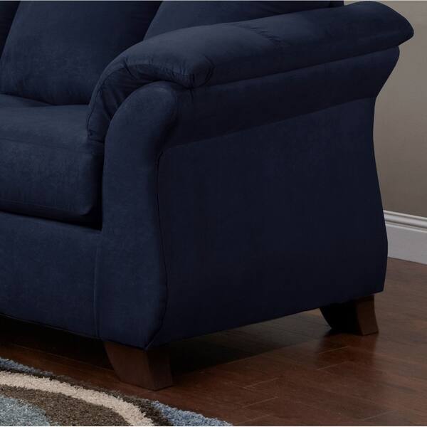 Aruca Navy Blue Microfiber Pillow Back Sofa And Loveseat Set Aruca Navy Blue Microfiber Pillow