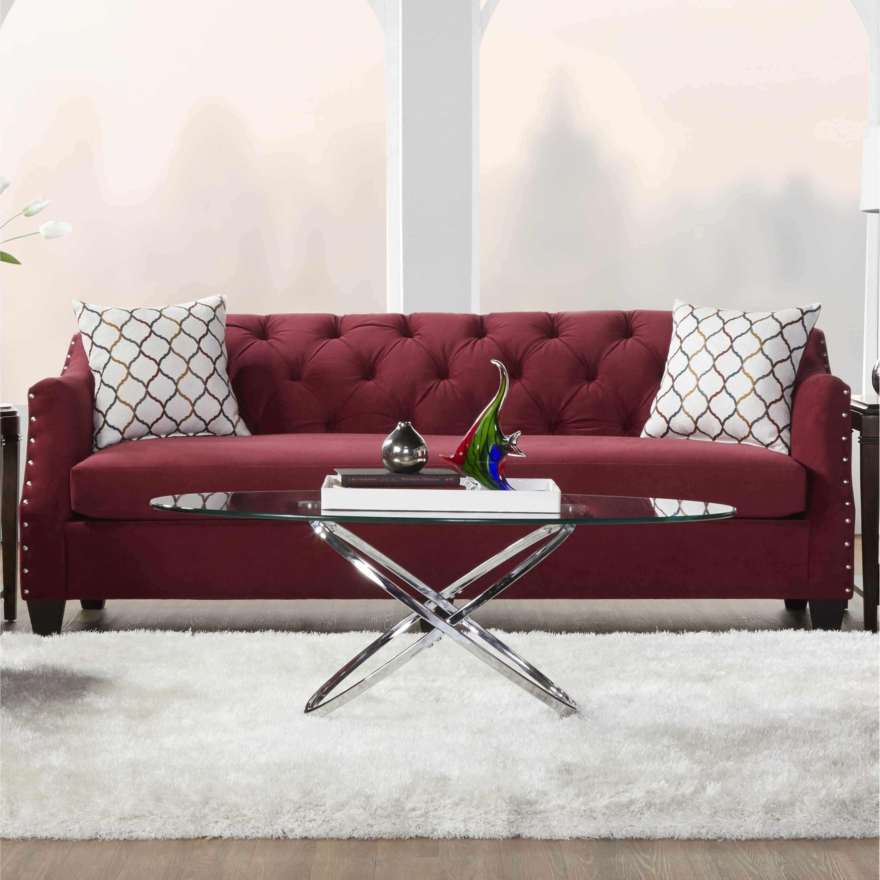 Gracewood Hollow Vyas Velvet Tufted Sofa With Nailhead Trim Gracewood Hollow Vyas Velvet Tufted Sofa With Nailhead Trim