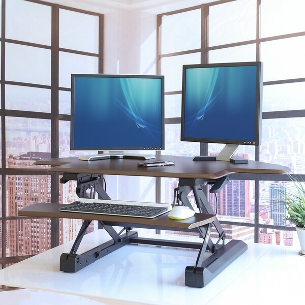 Elevated Computer Workstation For Dual Monitors Adjustable