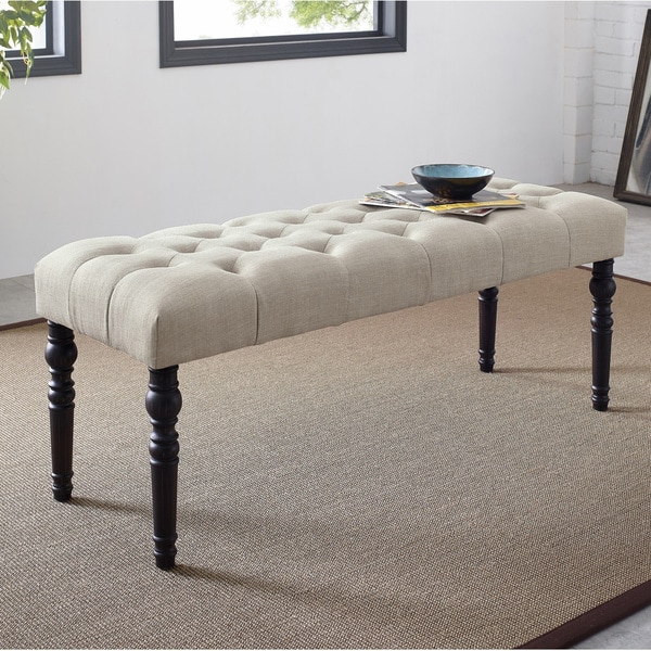 tan tufted bench