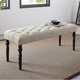 preview thumbnail 2 of 7, Copper Grove Sens Tufted Tan Fabric Dining Bench with Turned Legs