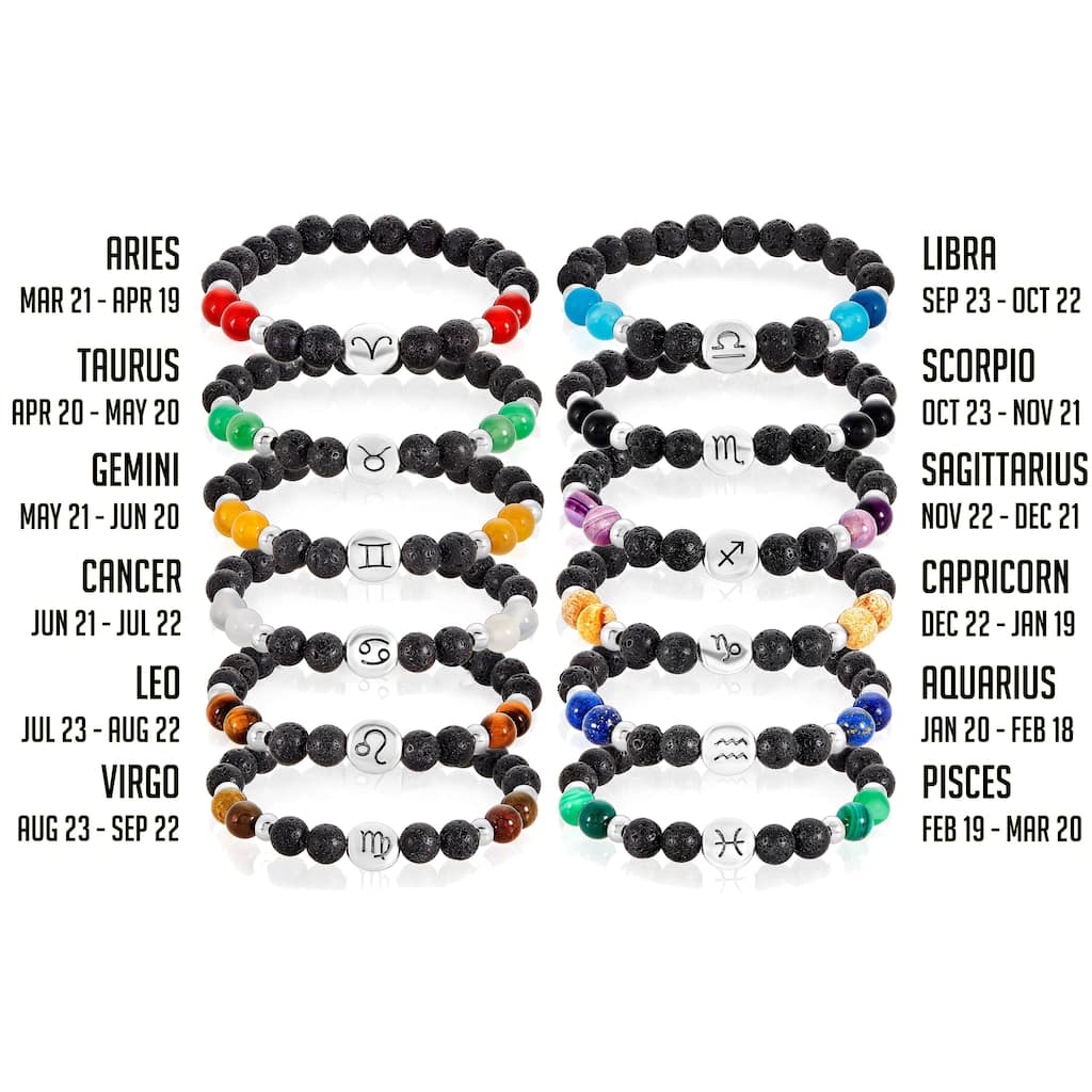Zodiac Sign Horoscope Natural Stone Beaded Bracelet