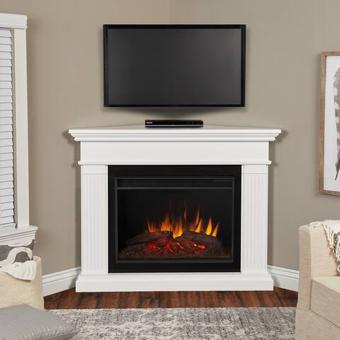 Kennedy Grand Corner Electric Fireplace in White