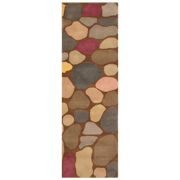Handmade One-of-a-Kind Tibetan Wool Rug (India) - 2'7 x 8'. Opens flyout.