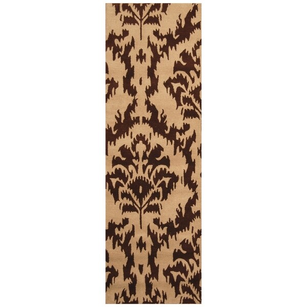 Handmade Ikat Wool Rug (India) - 2'6 x 8'