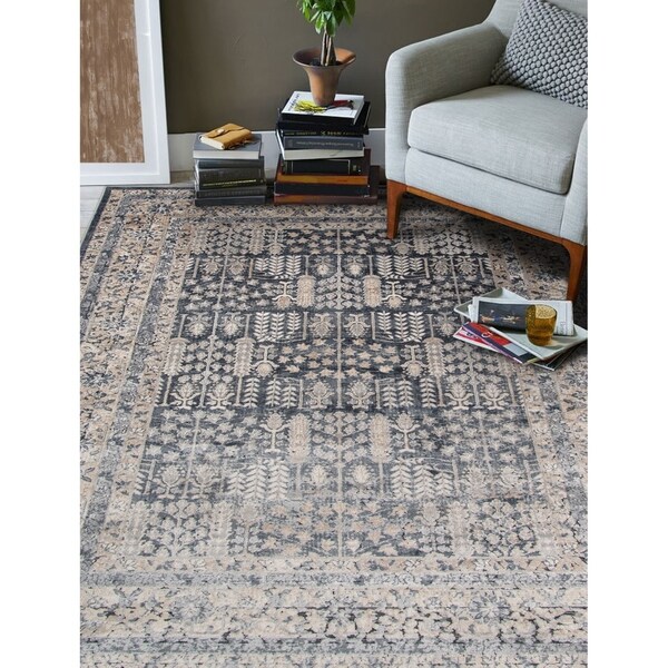 Rotterdam Classic Graphite Chenille/ Poly Accent Rug - 2' x 3'