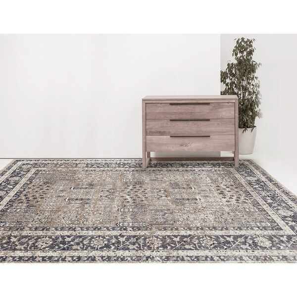 Rotterdam Classic Sand Chenille/ Poly Accent Rug - 2' x 3'
