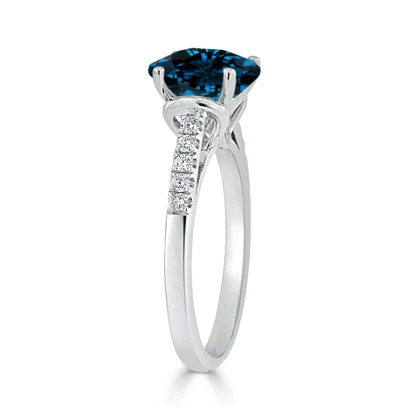 Auriya 2ct Fancy Oval London Blue Topaz and Diamond Engagement Ring 1/6ctw 14k Gold