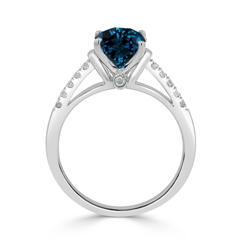 Auriya 2ct Fancy Oval London Blue Topaz and Diamond Engagement Ring 1/6ctw 14k Gold
