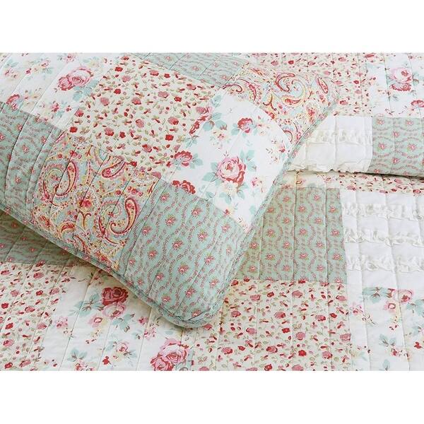 Shop Cozy Line Raila Floral Patchwork Reversible Cotton Quilt Set