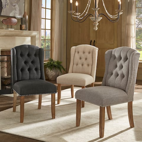 Wingback Chairs Kitchen Dining Room Online At Gracewood Hollow Mabasa Tufted Wingback Dining Chair With Nailhead Trim Set Of 2