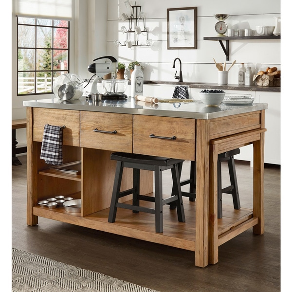 Tali Reclaimed Wood Extendable Kitchen Island by iNSPIRE Q Classic