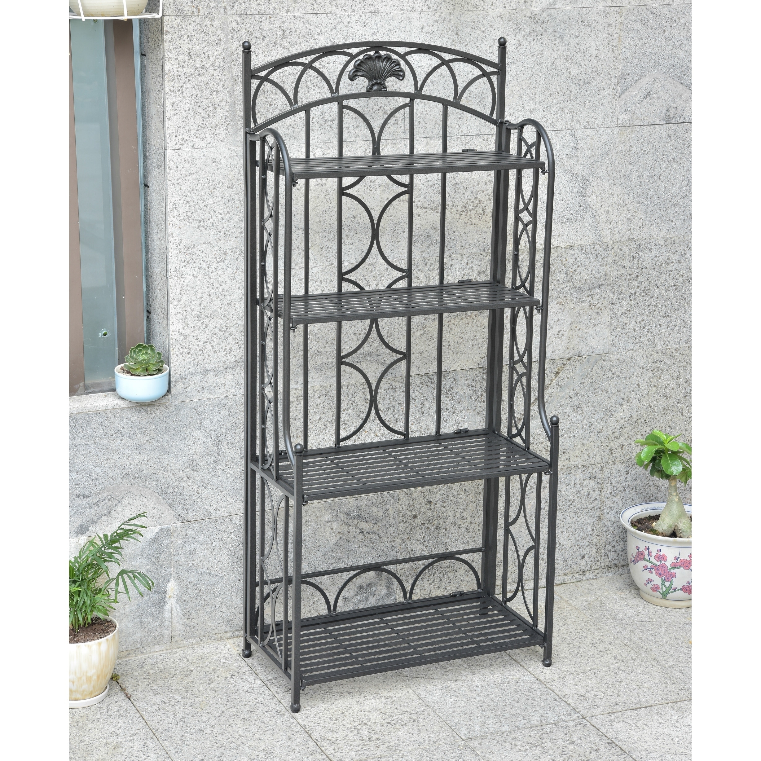 Dika Farmhouse Brown 2-Door Cabinet Baker's Rack by Furniture of