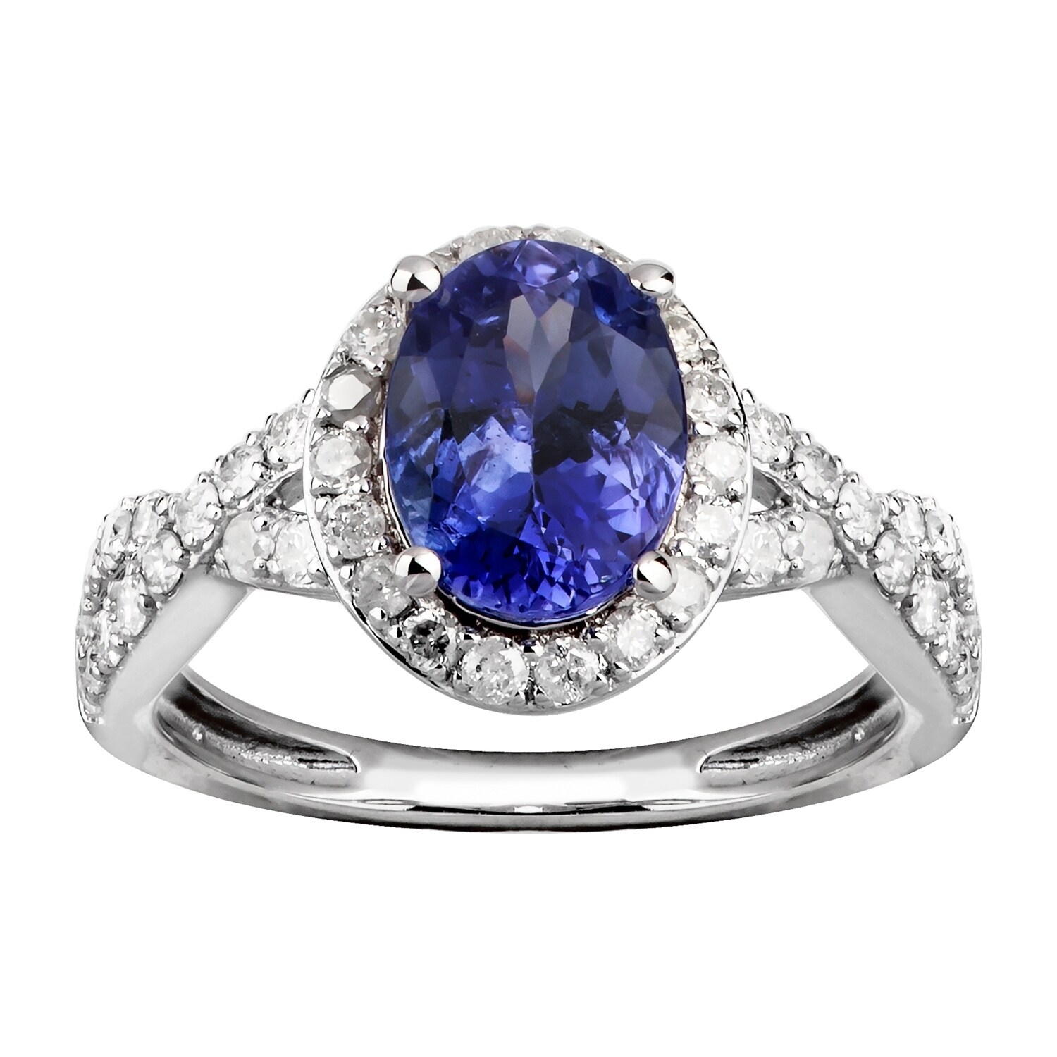 0.50 Carat Tanzanite Halo Ring Sterling Silver Sizes 5 to 9 0.50 Carat Tanzanite Halo Ring Sterling Silver Sizes 5 to 9