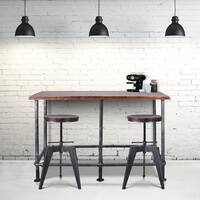 Maddox Industrial Brown Wood and Metal Bar Table
