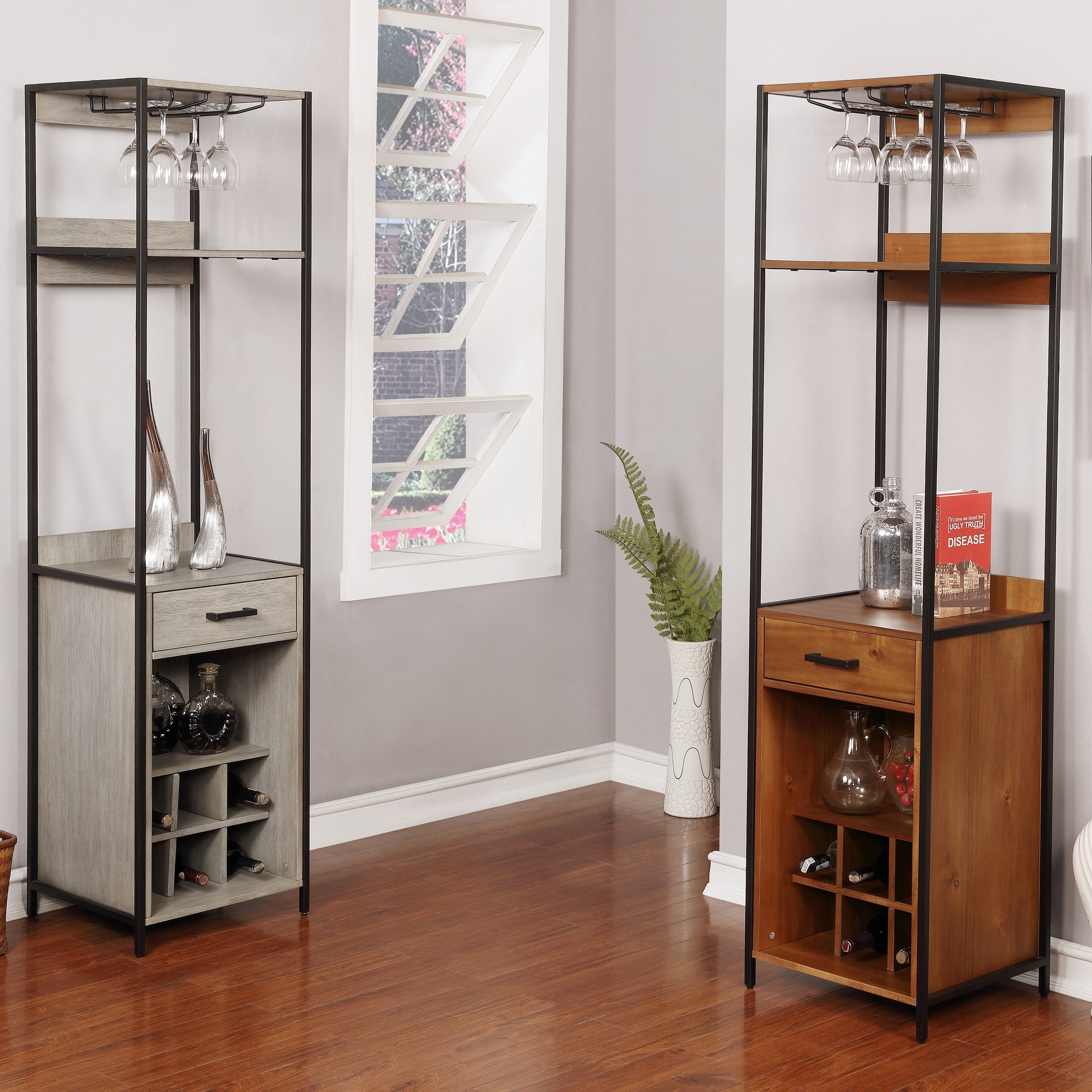 Furniture of America Soby Contemporary Metal 6-bottle Wine Rack with Shelves