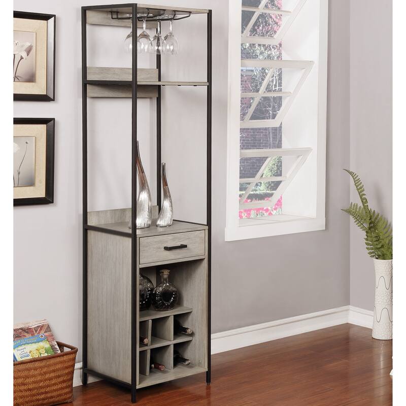 Soby Contemporary Metal 6-bottle Wine Rack with Shelves by Furniture of America - Grey