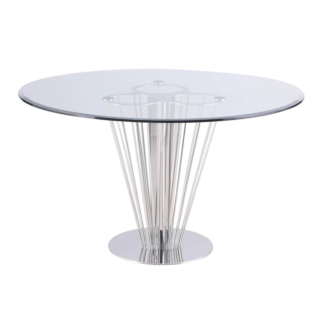 Somette Fiona Round Dining Table With Pedestal Base Silver Somette Fiona Round Dining Table With Pedestal Base Silver