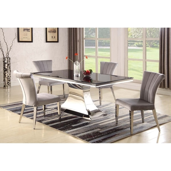 Somette Emilia 5-Piece Dining Set with Grey Chairs