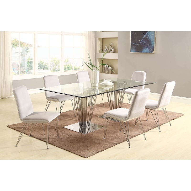 Somette Fiona Rectangular 7-Piece Dining Set with Gray Side Chairs